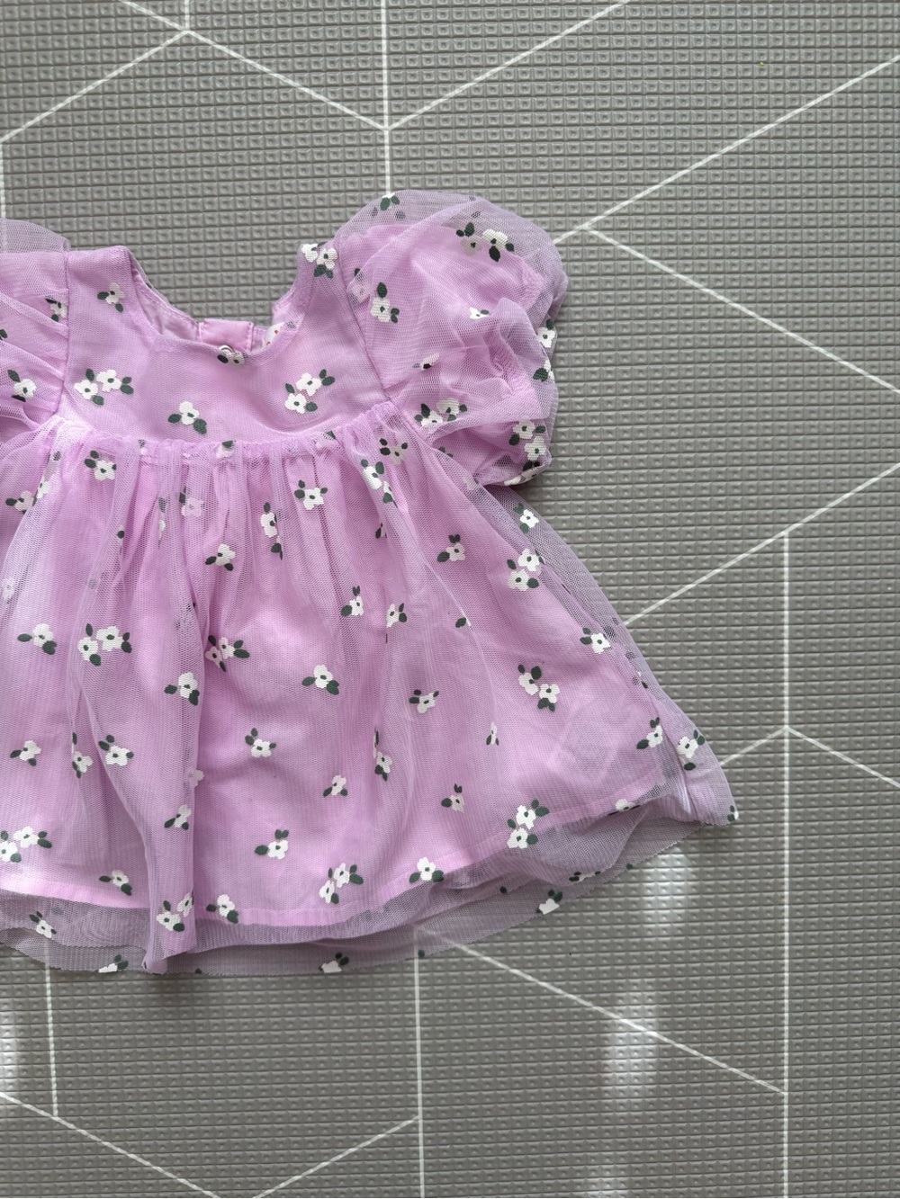 Cat & Jack|Baby girl lilac Purple ditsy Floral Mesh tulle short sleeve dress•••